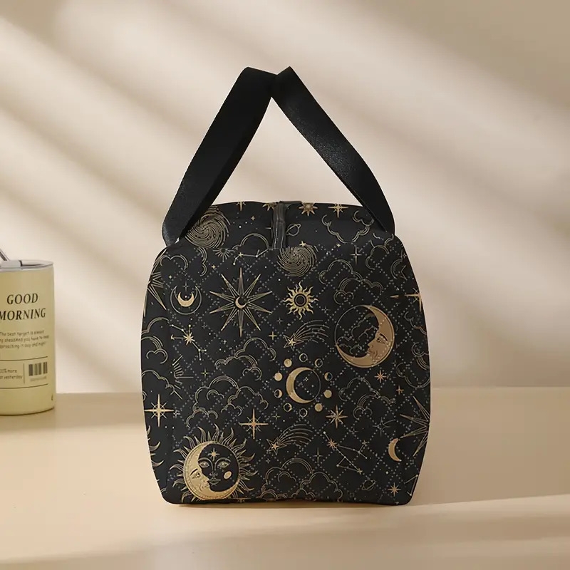 月亮星空图案印花大容量旅行行李袋，度假旅行健身瑜伽手提包，多功能轻便旅行手提行李包过夜包 商品详情 4