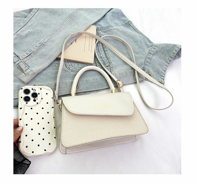 Petit sac carré à bandoulière 2025 couleur unie avec poche croco, sac de luxe pour femme