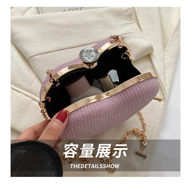 Pochette de dîner à pampilles pour femmes, sac de luxe pour Banquet, robe en métal, polyvalent, en forme de cœur, nouvelle collection