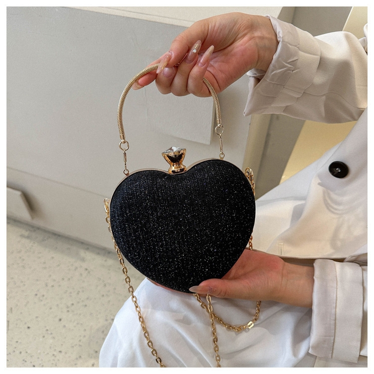 Pochette de dîner à pampilles pour femmes, sac de luxe pour Banquet, robe en métal, polyvalent, en forme de cœur, nouvelle collection