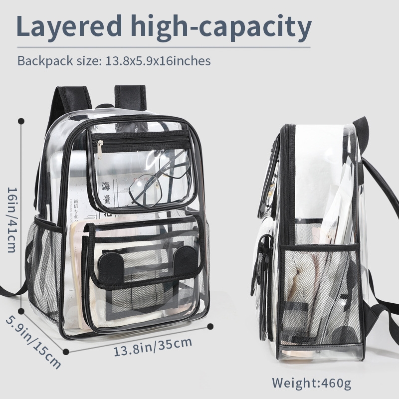 Clear Book Bags Near Me: Heavy-Duty Transparent Bookbag, Lightweight for Daily Use, See-Through Backpack for Adults, Ideal for Work, School, and Travel