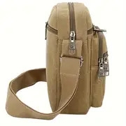 1pc Sac À Bandoulière En Toile Décontracté Pour Homme, Sac Carré Pour Homme, Sac Messager Décontracté En Toile détails 1