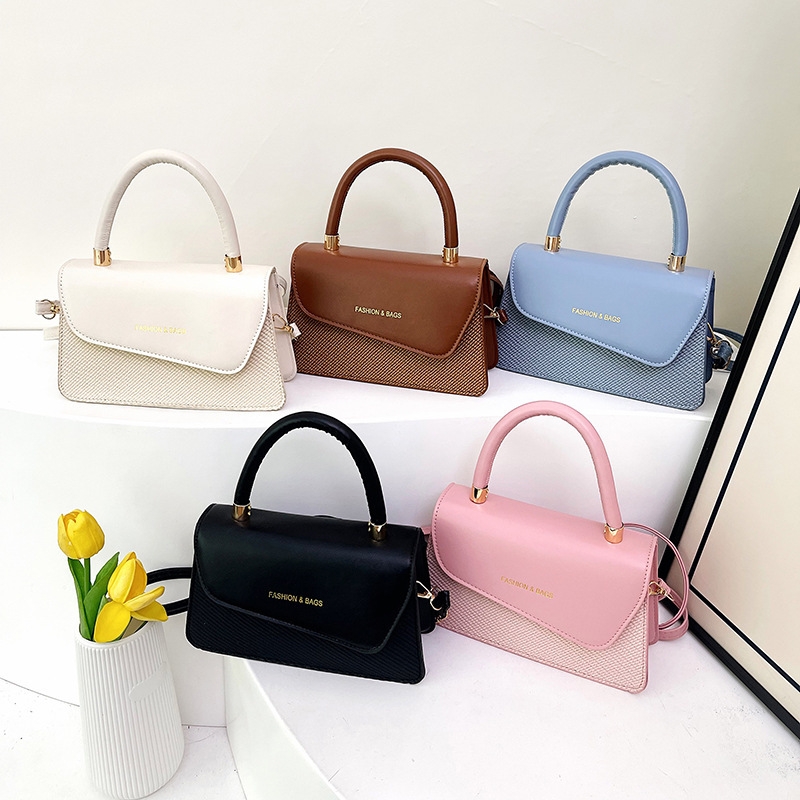 Petit sac carré à bandoulière 2025 couleur unie avec poche croco, sac de luxe pour femme