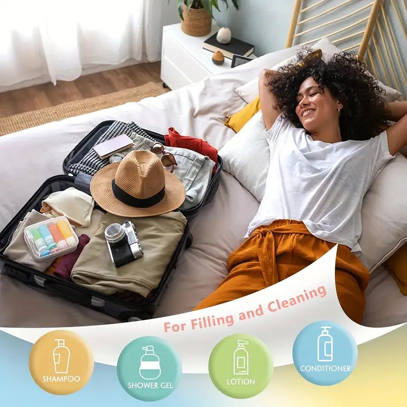 travel bottle set of 16 leakproof silicone squeeze container for toiletries conditioner shampoo lotion and shower gel accessories Product details 6