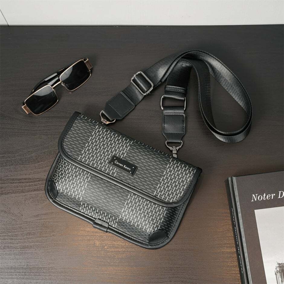 Sac bandoulière homme - style urbain, matière PU, rayé, imperméable (loisirs et voyages, doublure en polyester, rayé)