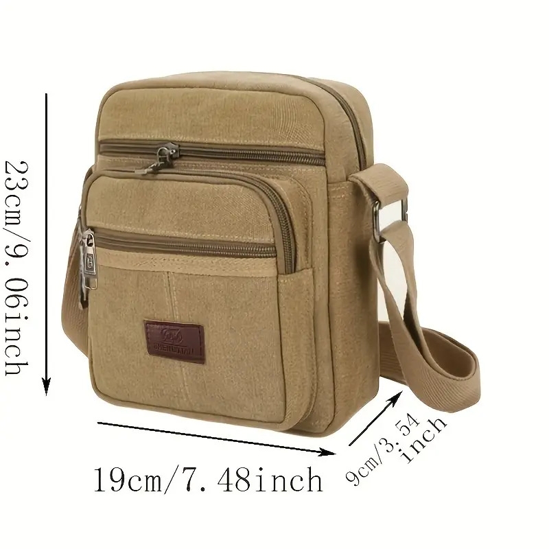 1pc Sac À Bandoulière En Toile Décontracté Pour Homme, Sac Carré Pour Homme, Sac Messager Décontracté En Toile détails 2