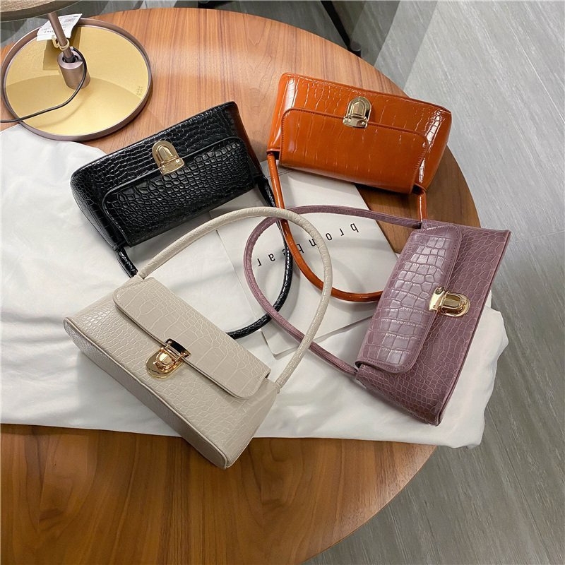 Sac porté épaule coréen nouveau modèle 2025 en PU (simili cuir), fermeture à loquet, polyvalent pour femme