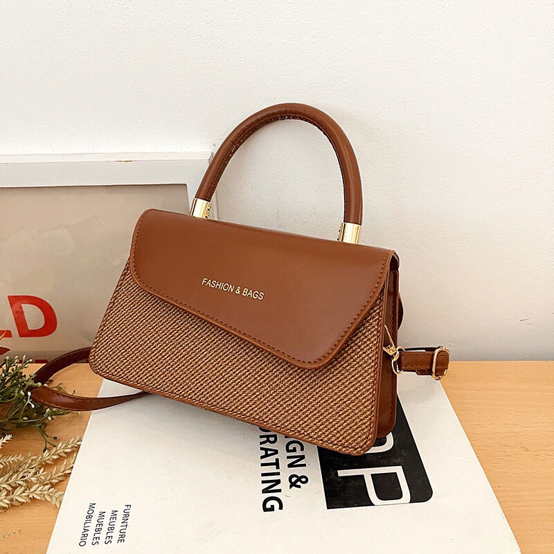 Petit sac carré à bandoulière 2025 couleur unie avec poche croco, sac de luxe pour femme