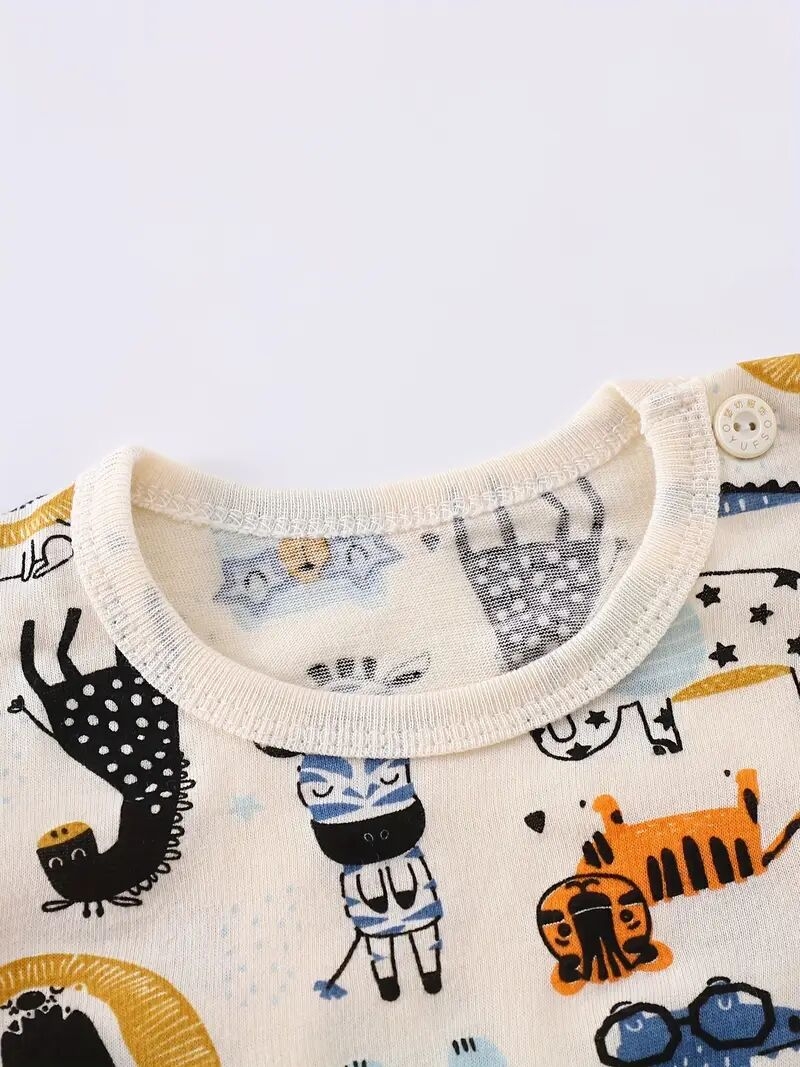 夏季婴儿服套装可爱动物印花t恤+短裤，休闲户外宝宝2件套装 2