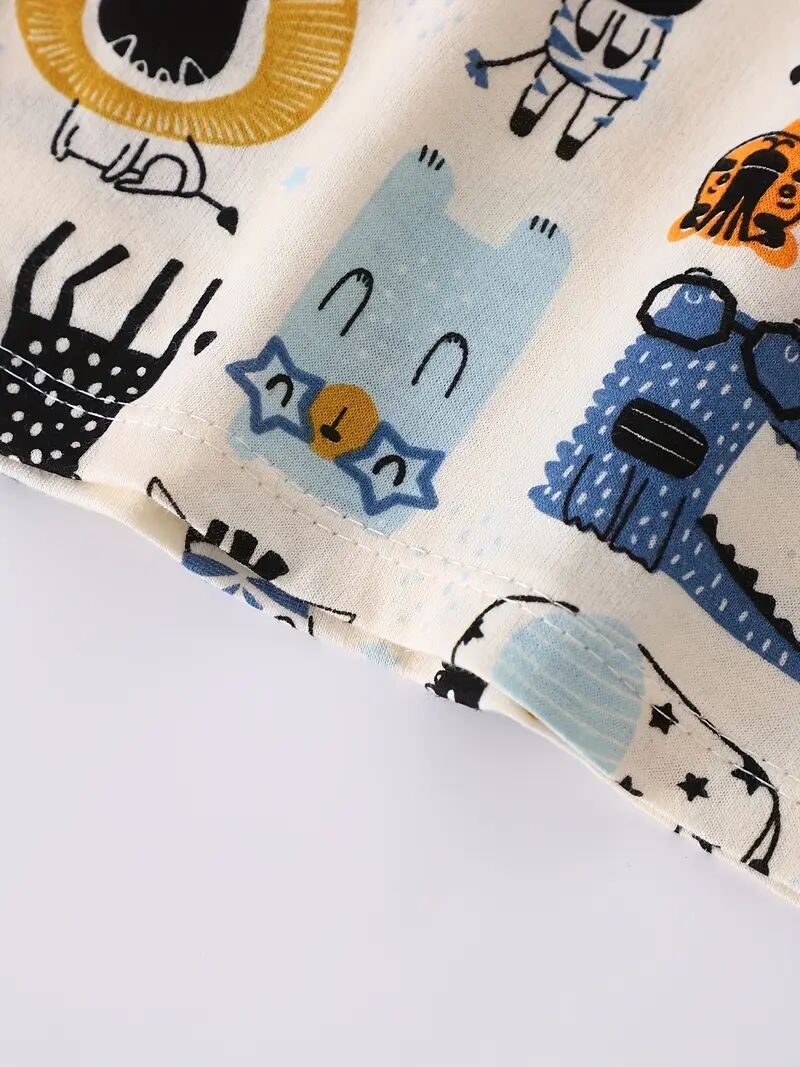 夏季婴儿服套装可爱动物印花t恤+短裤，休闲户外宝宝2件套装 4