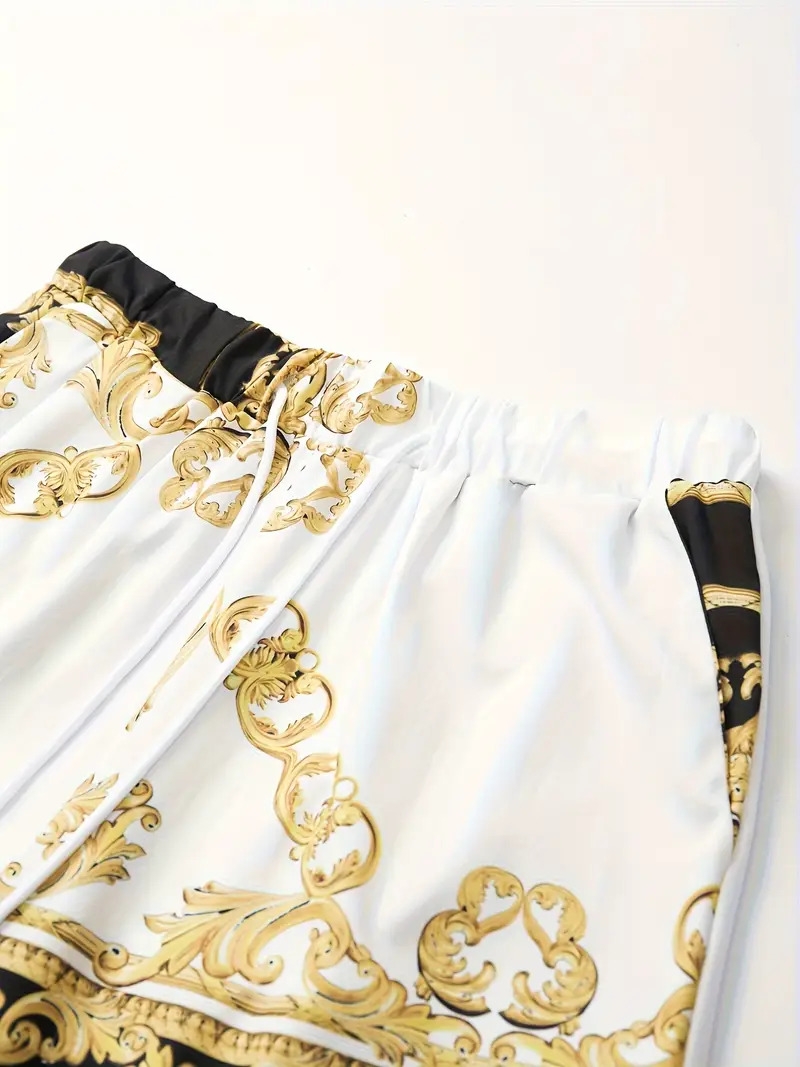 男士夏威夷印花短袖短裤衬衫套装宽松两件套 商品详情 5