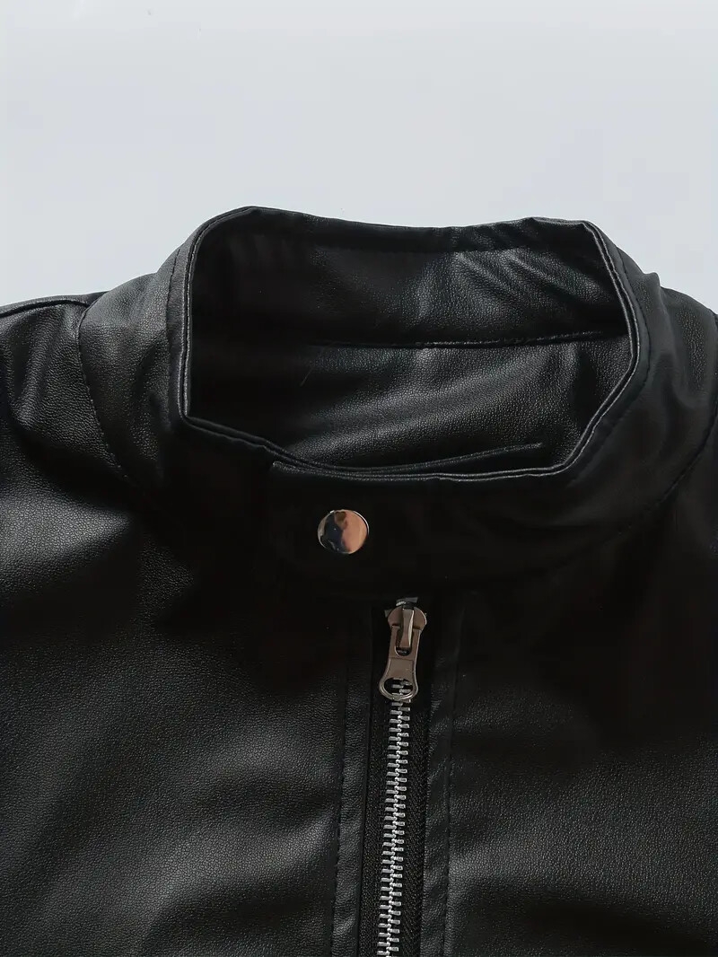 mens pu leather biker jacket for   black 7