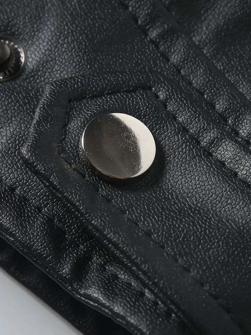 mens pu leather biker jacket for   black 5