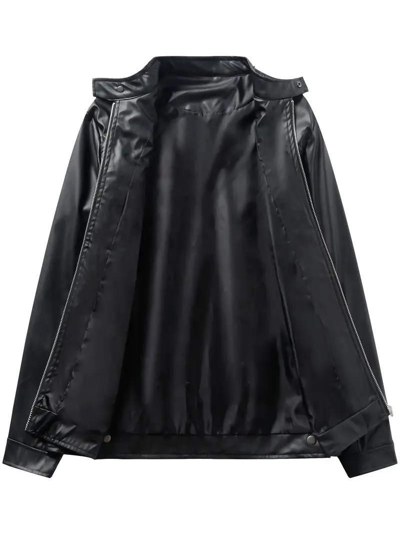 mens pu leather biker jacket for   black 2