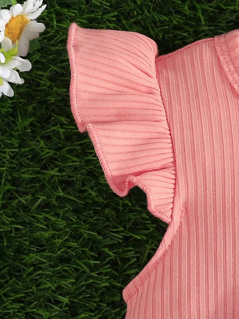 two piece set of girls summer dresses with bow positioning peach 4