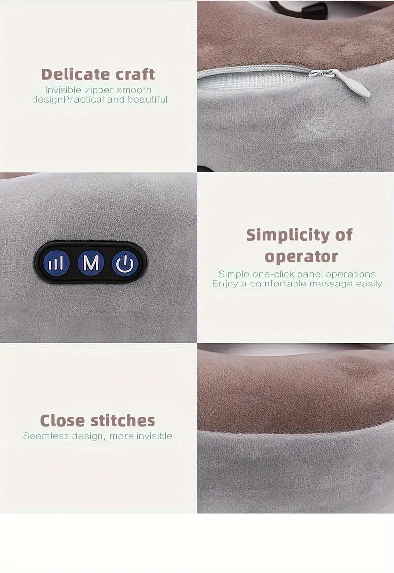 electric neck massager u shaped massage pillow cervical and neck massager with durable memory sponge massage pillow with heat deep tissue kneading for relax airplane car travel office home holiday gift mothers day gift details 2