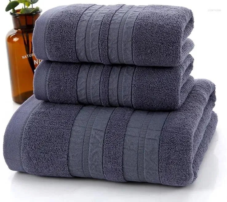 set of towels - 3-Piece Cotton Bath Towel Set for Adults - Super Absorbent Terry Luxury Hand, Beach, and Face Towels- Picture 8 Of 8