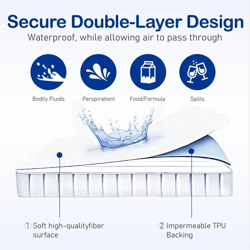 1pc soft and comfortable waterproof fitted sheet with deep pocket for bedroom and guest room solid color bedding for a cozy and stylish sleeping experience details 0