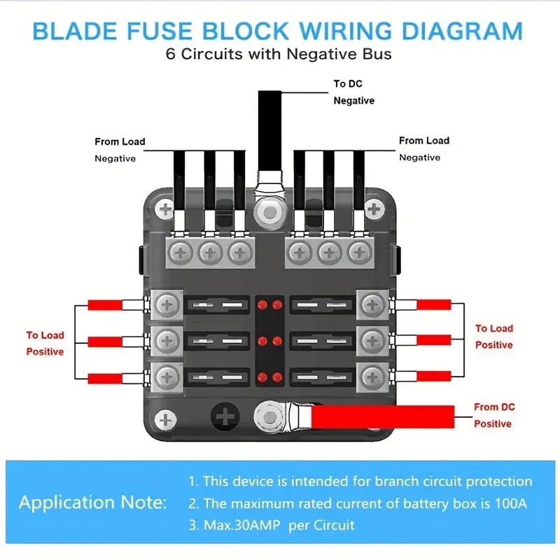 6 way 12v 24v waterproof fuse box w led indicator light perfect for cars golf carts trucks boats rvs motorhomes 3
