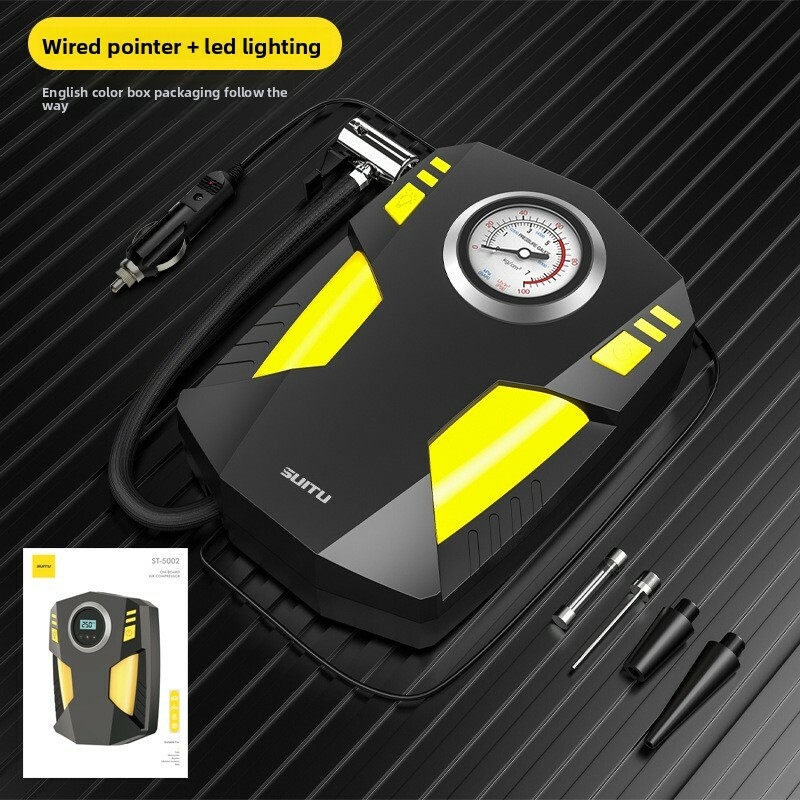 Pompe à air numérique intelligente 12V Gonfleur de pneu portable pour voiture et moto Gonfleur rapide à lumière LED 150PSI pour gonflage de pneu de vélo