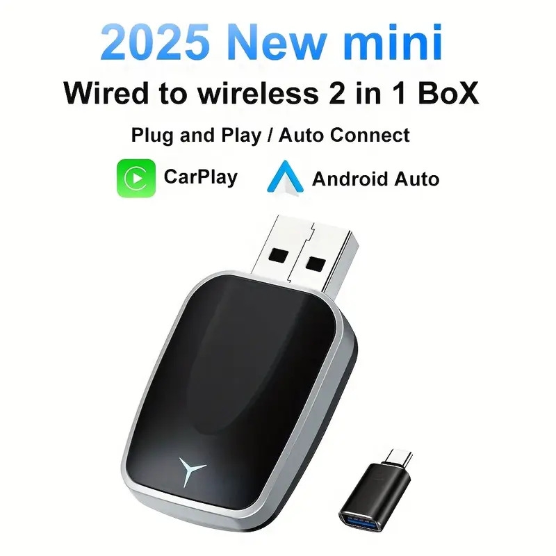 flixivi 2025 二合一无线carplay和  auto智能盒，支持一键设置、供电、无线和wifi，适用于 、沃尔沃、 、名爵、 、马自达、福特，音频系统，即插即用，紧凑设计，供电（5v），智能手机与汽车的无缝集成，无线连接，兼容智能手机和车辆，安装简便 商品详情 10