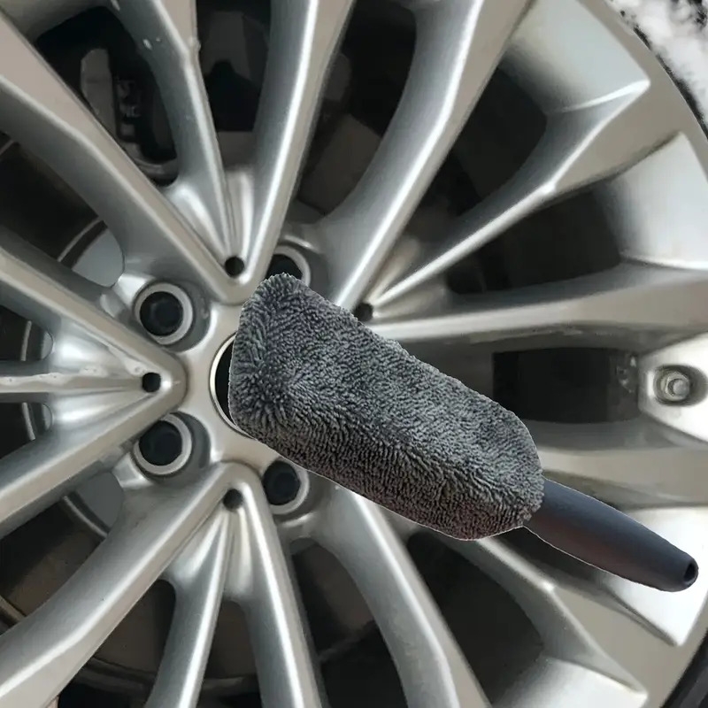 1pc，超细纤维汽车轮胎刷带长柄，轮胎刷，汽车轮毂刷，轮辋清洁刷，手持式洗车刷，细节刷，汽车维护，清洁用品，清洁工具，准备上学 详情 3