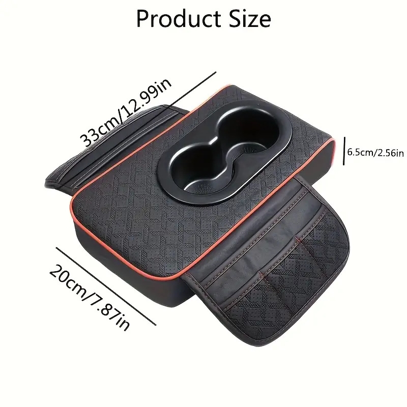 universal car center console organizer   pu leather armrest cover with 2 side pockets 2 cup holders multifunctional storage for phone water bottle cards compatible with most vehicles car accessoriescar accessories for womencar accessori Product details 3