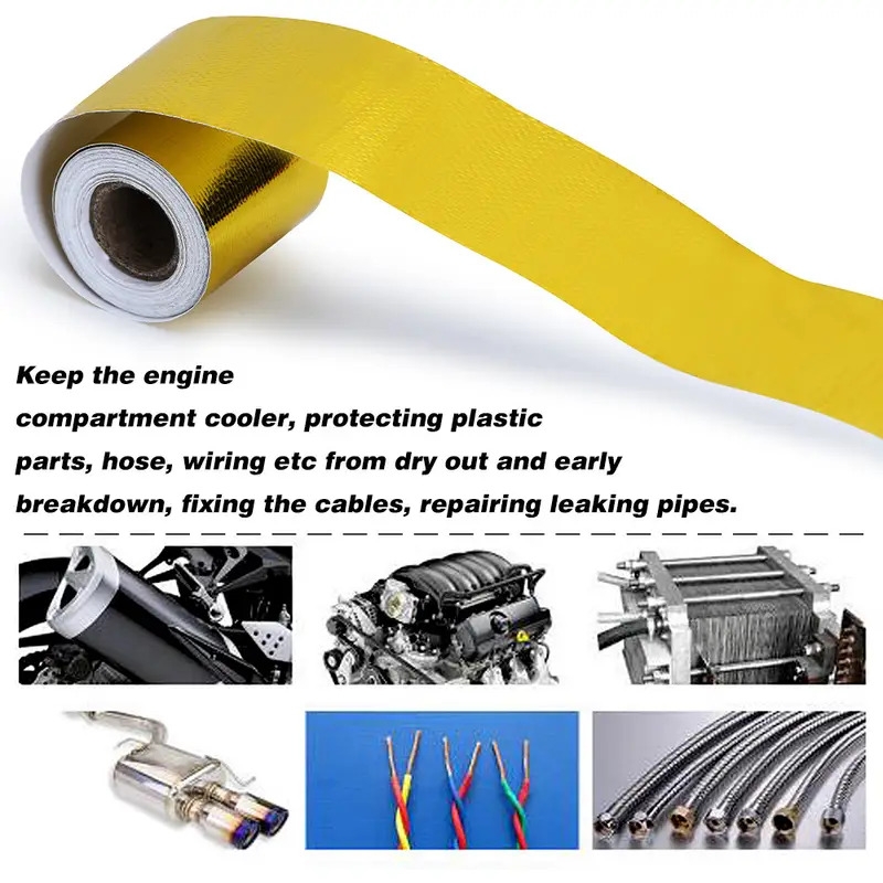 2 thermal exhaust tape air intake heat insulation shield wrap reflective heat barrier self adhesive engine 2 inch 5 10m details 4