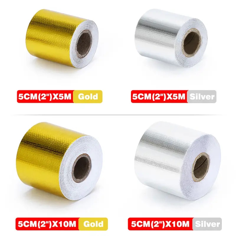 2 thermal exhaust tape air intake heat insulation shield wrap reflective heat barrier self adhesive engine 2 inch 5 10m details 0