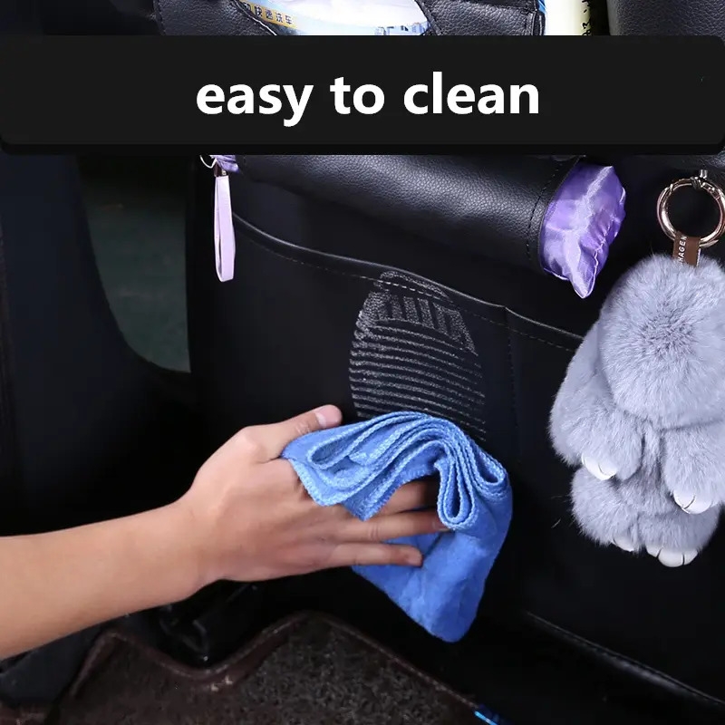 1个通用仿皮汽车座椅背部收纳袋，多口袋储物包，适用于汽车内饰配件和整理 5