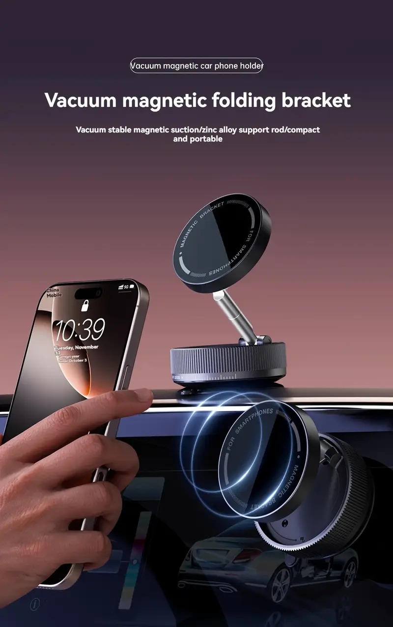 adjustable car suction cup phone holder foldable intelligent double sided suction phone holder suitable for all types of mobile phones details 0