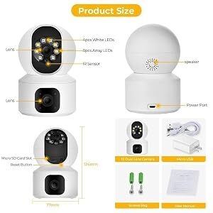 Caméra de surveillance PTZ à double objectif Wi-Fi pour usage domestique intérieur