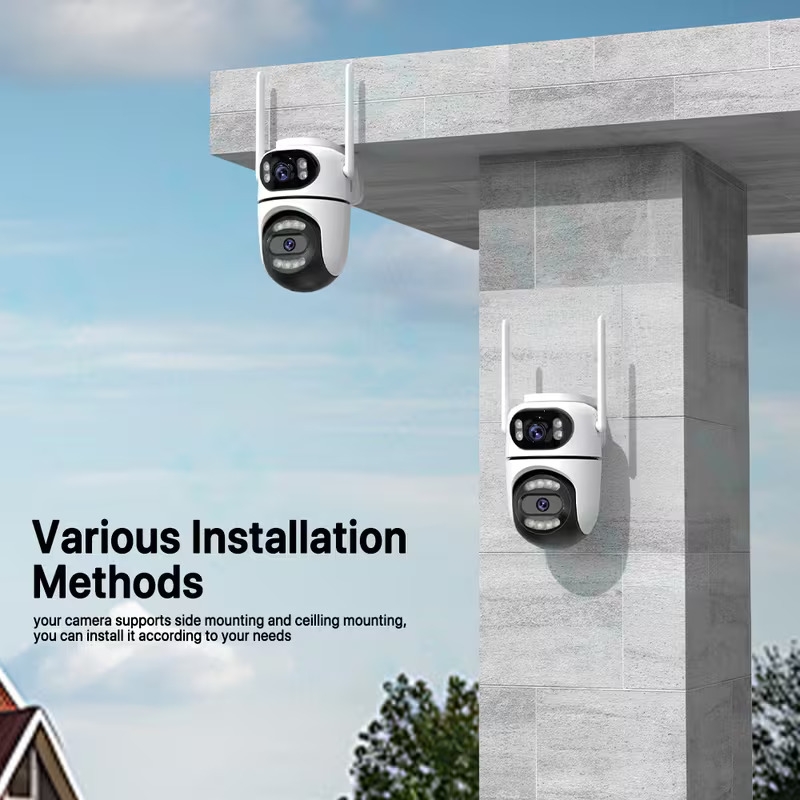 caméra de sécurité intelligente à double avec wi-fi, humain par ia, ptz pan-tilt-zoom, vision , audio bidirectionnel, hd, intérieur/extérieur, alimentation usb ( prise), compatible avec lapplication icsee, stockage sd/cloud (pour maison & extérieur) Détails du produit 3