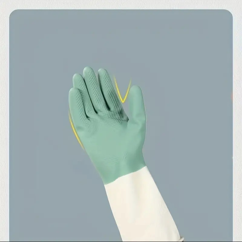 3对耐用的厨房洗碗手套，防水乳胶清洁手套，厚橡胶适合家务活，手洗，防水适合客厅，浴室，厨房使用 商品详情 2