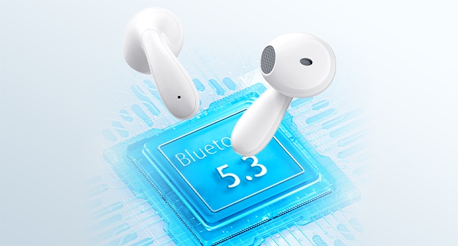 Écouteurs sans fil Bluetooth 5.3 blancs