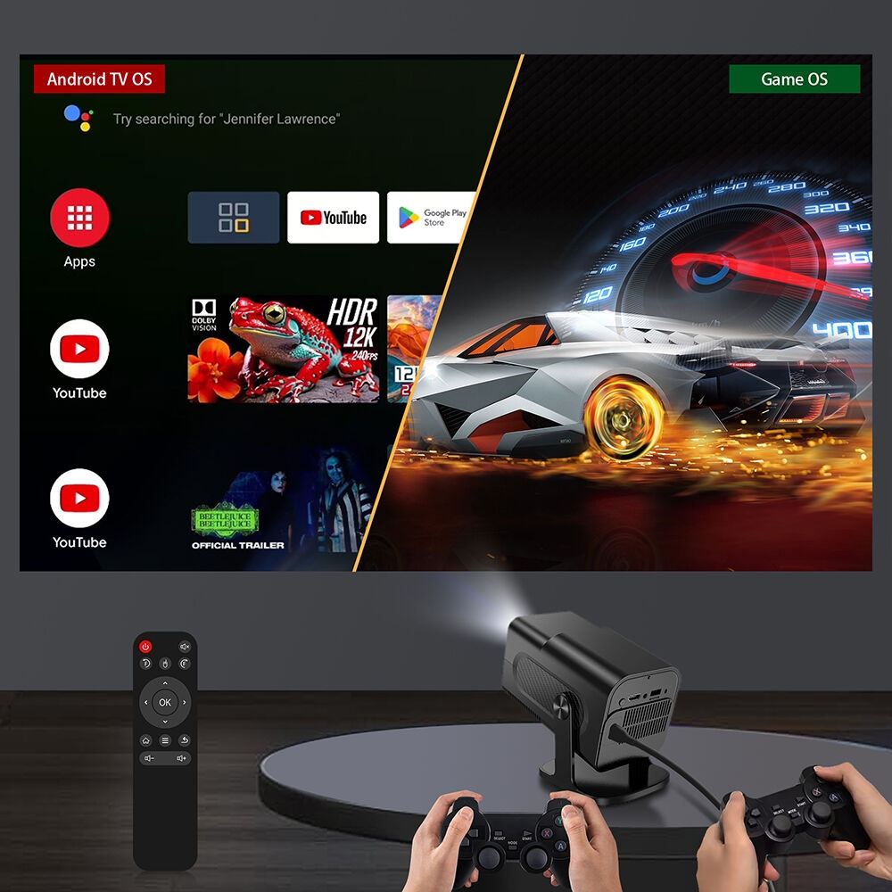 Projecteur de jeu Android 11 HOT HCS350PRO 2 en 1 avec joysticks allwinner h713 HD 1080P jeu de football consoles de jeu ps2 projecteur