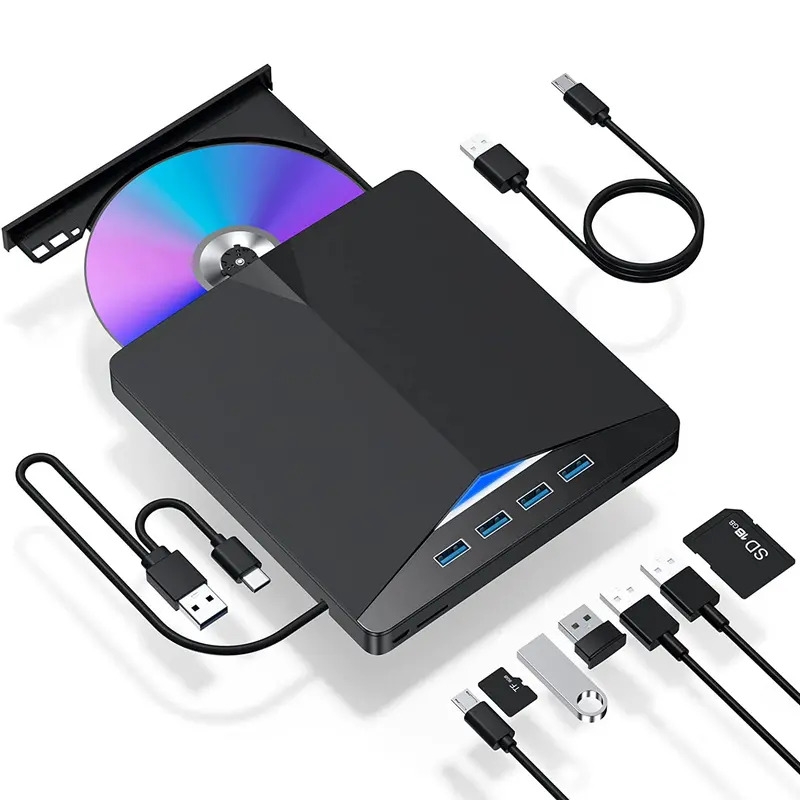 7 in 1 usb 3 0 portable cd dvd drive burn play compatible with laptop desktop pc mac 2