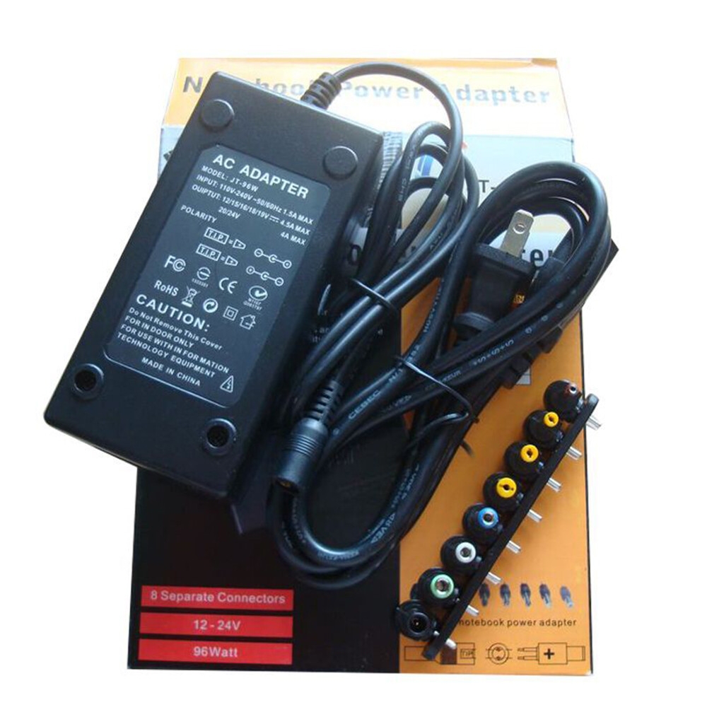 Notebook Power Adapter 96 Watts – Chargeur Universel Pour Ordinateur Portable avec 8 Connecteurs IB00131
