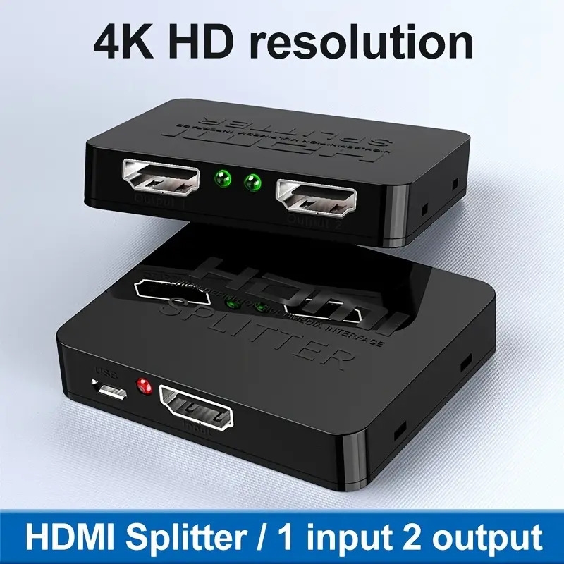 4k splitter duplicate mirror dual monitors with 1 in 2 out full hd 1080p 3d wire included details 0
