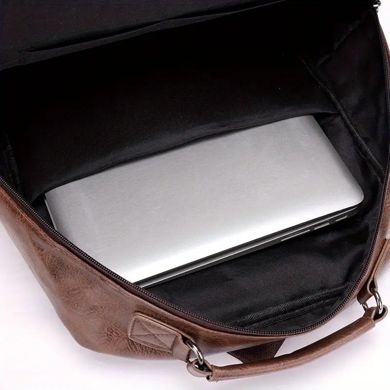 mens stylish large capacity laptop backpack for 15 6 inch notebooks black pu synthetic   leather magnetic closure soft shell tsa   laptop storage sleek backpack laptop compatibl Product details 23