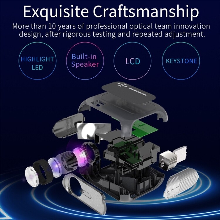 T7 1920x1080P 200 ANSI LED智能高清投影仪, 同屏款, 欧规（黑色） - 3