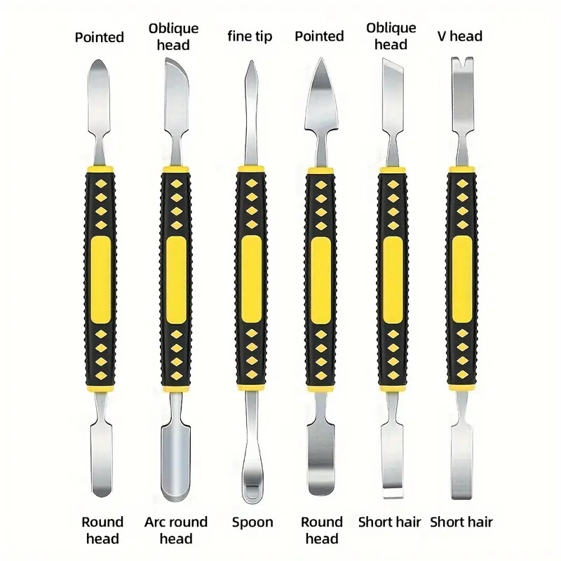 6pcs set electronic repair tool set phone opening tool metal double head disassembly tool for pad tablets laptop mobile phone electronic device details 2