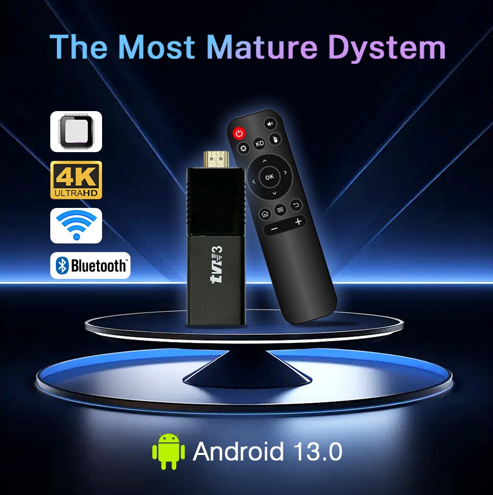 Meilleure vente TV Stick 4K Tvr3 Android 13 BT Mini PC Télécommande Quad 2.4G 5G Double Wifi 1GB RAM 8GB ROM Similaire à Fire Stick
