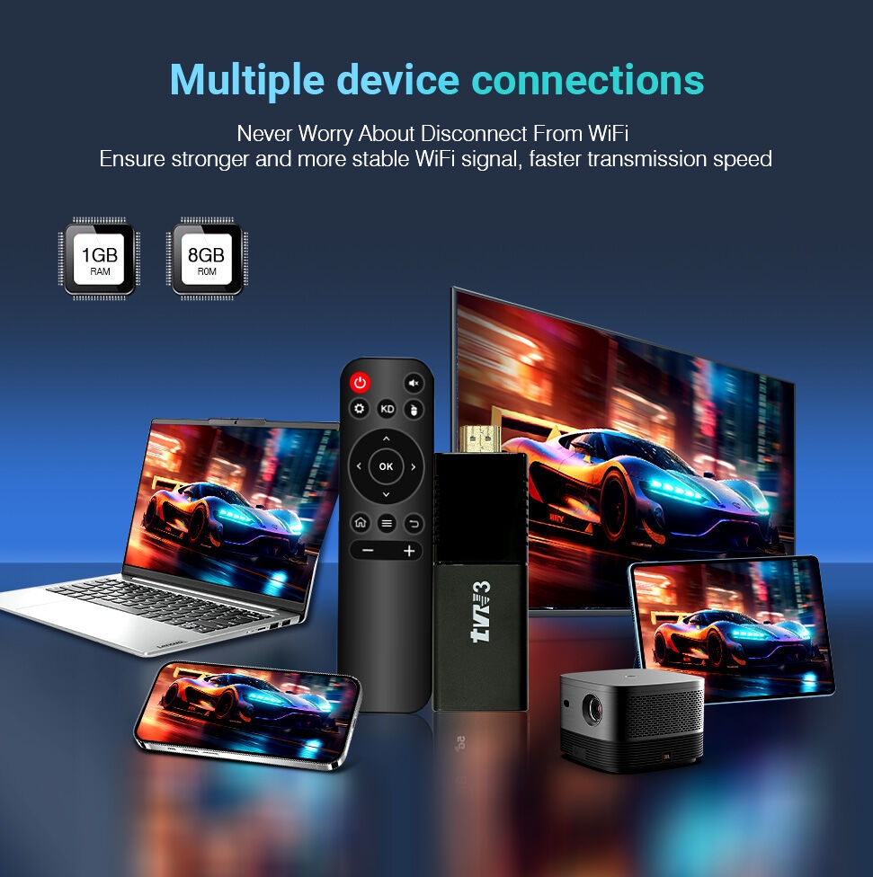 Meilleure vente TV Stick 4K Tvr3 Android 13 BT Mini PC Télécommande Quad 2.4G 5G Double Wifi 1GB RAM 8GB ROM Similaire à Fire Stick