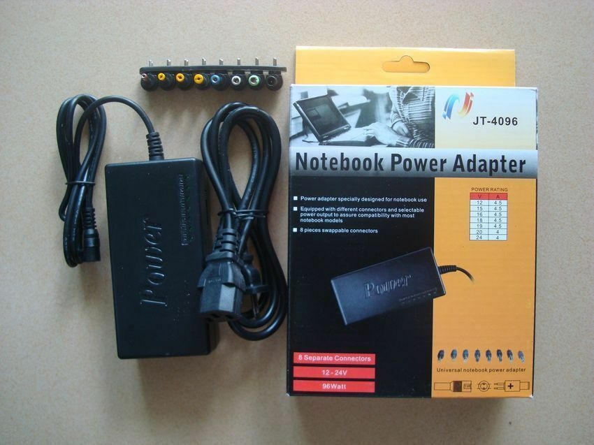 Notebook Power Adapter 96 Watts – Chargeur Universel Pour Ordinateur Portable avec 8 Connecteurs IB00131