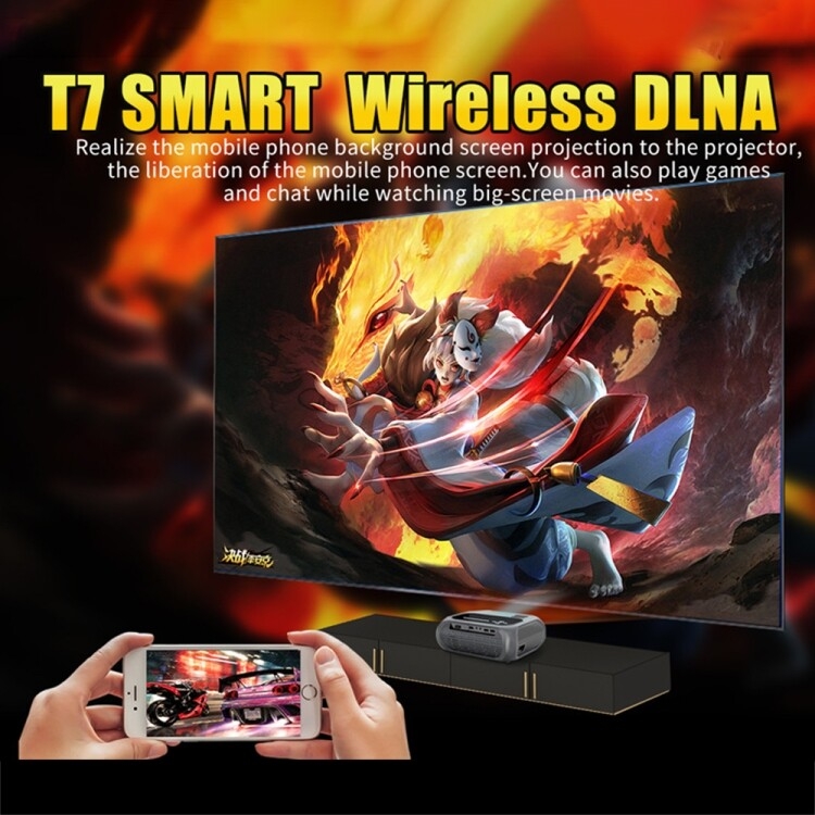 T7 1920x1080P 200 ANSI LED智能高清投影仪, 同屏款, 欧规（黑色） - 13