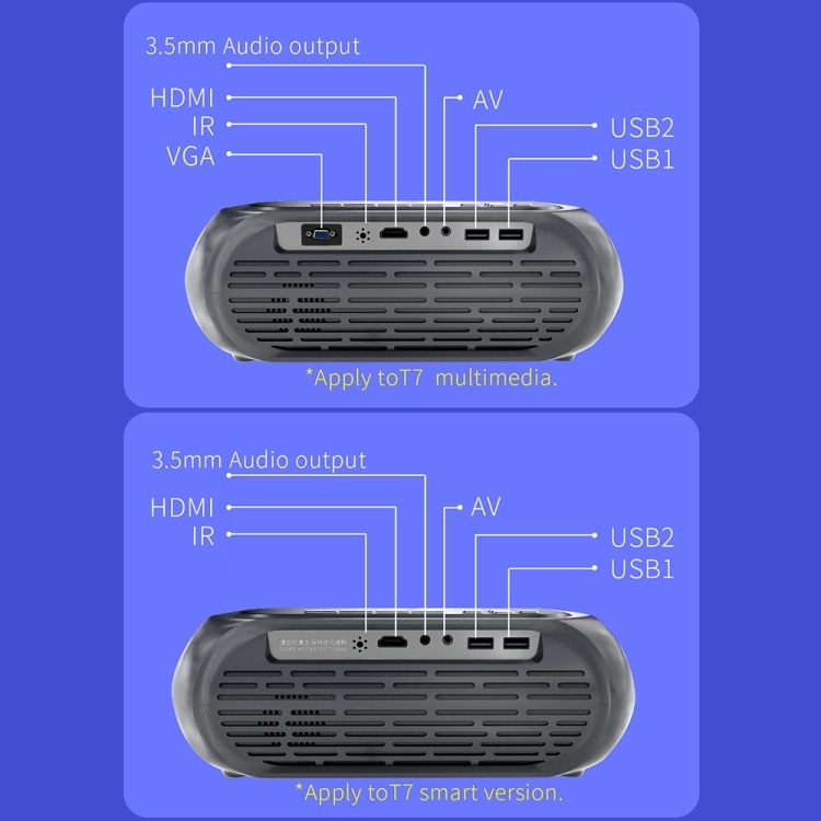 T7 1920x1080P 200 ANSI LED智能高清投影仪, 同屏款, 欧规（黑色） - 15