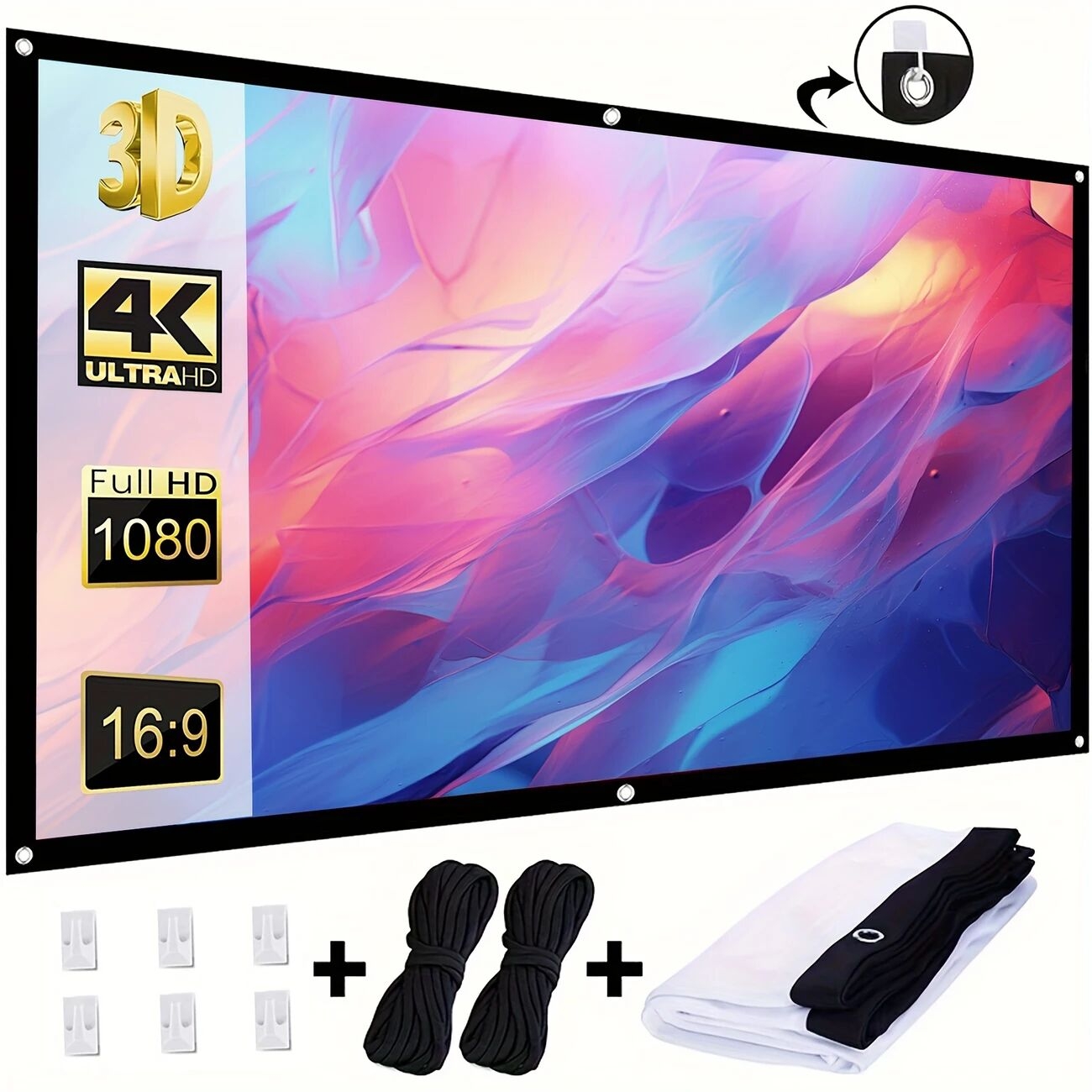 84 inch 4k projector screen movie projection screen 16 9 foldable washable portable anti wrinkle indoor and outdoor double sided projection screen suitable for home party office classroom details 0