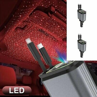 4 in 1 Retractable Car Charger - Starlight in Car Roof, Star Night Light  Charger | eBay