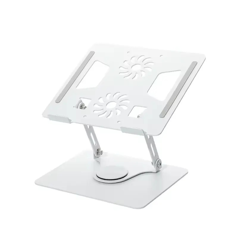Support de Rehausseur d'Ordinateur Portable Ergonomique Rotatif à 360 Degrés en Métal de Haute Qualité avec Deux Ventilateurs pour Tablette et Ordinateur Portable
